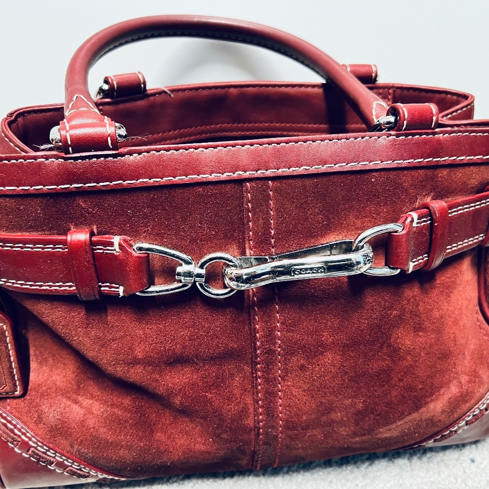Vintage Coach Suede Red Leather Purse
